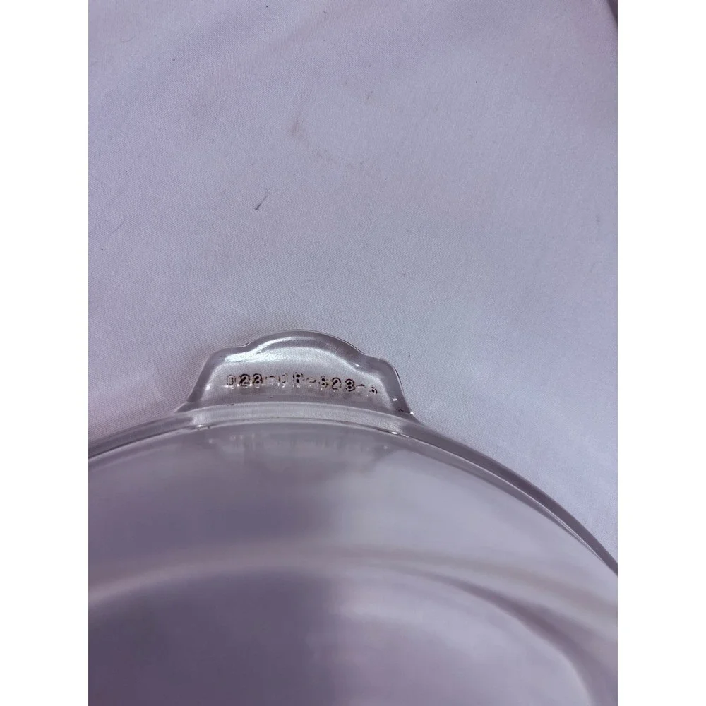Pyrex Clear‎ Glass Etched Floral Casserole Dish with Silver Filigree Cradle Antq